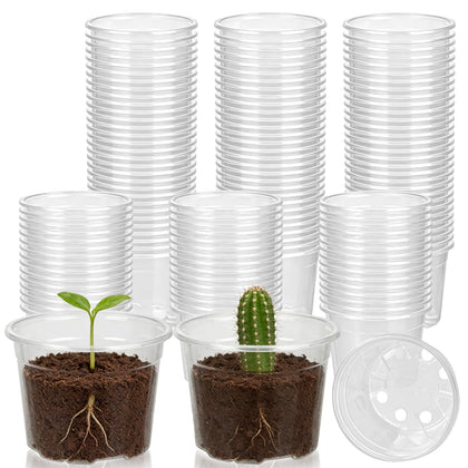 TINSKY 200-pack 2-inch clear nursery pot for easy root observation and transplanting