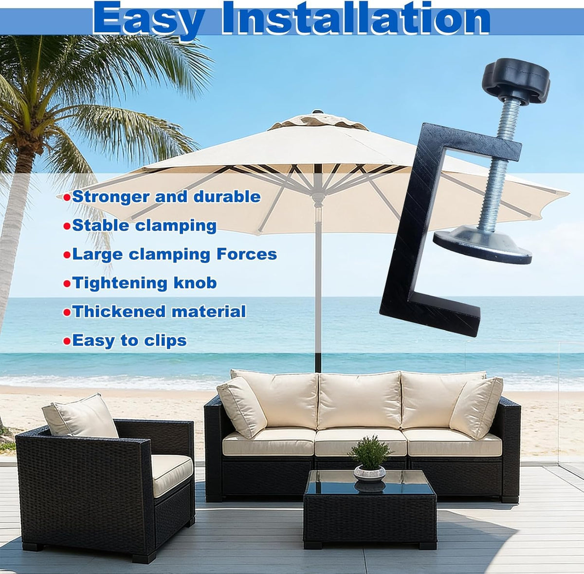 TINSKY sofa section fastener with knob enables quick width adjustment.