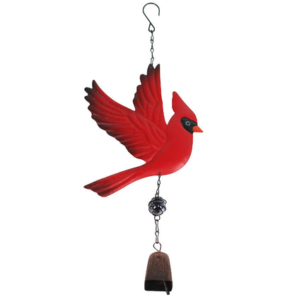 Tinsow Cardinal wind chime with red bird enhances outdoor charm and soothing sound.