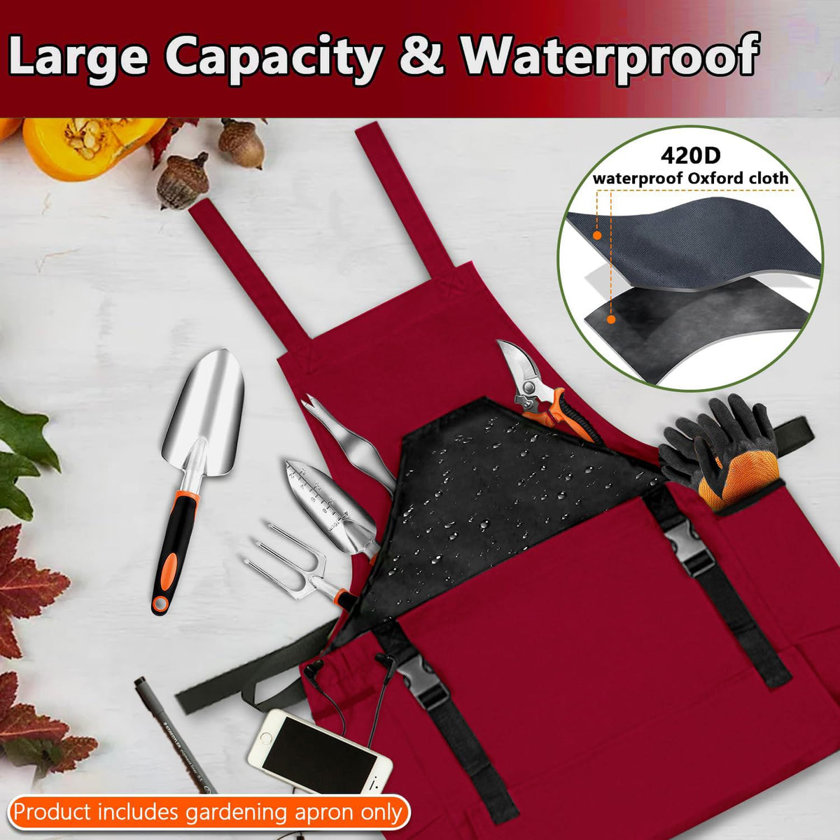 Tintsabo Gardening Apron large opening simplifies tool access during planting and weeding.