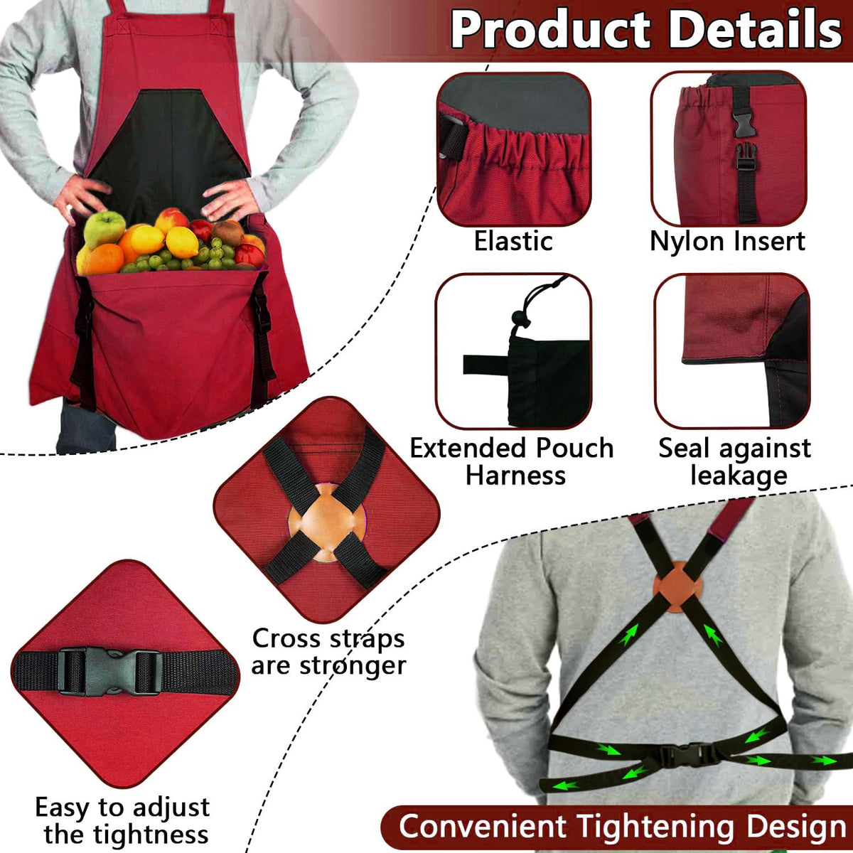 Tintsabo Gardening Apron multi-pocket design keeps gloves and phone within reach.