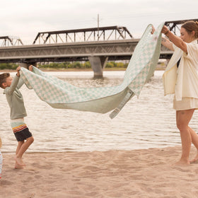 Tiny Twinkle soft-fill surface adds comfort on park blankets and beach mats