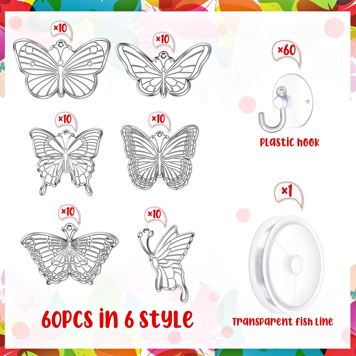 Tioncy butterfly suncatcher hanging with suction hooks for display