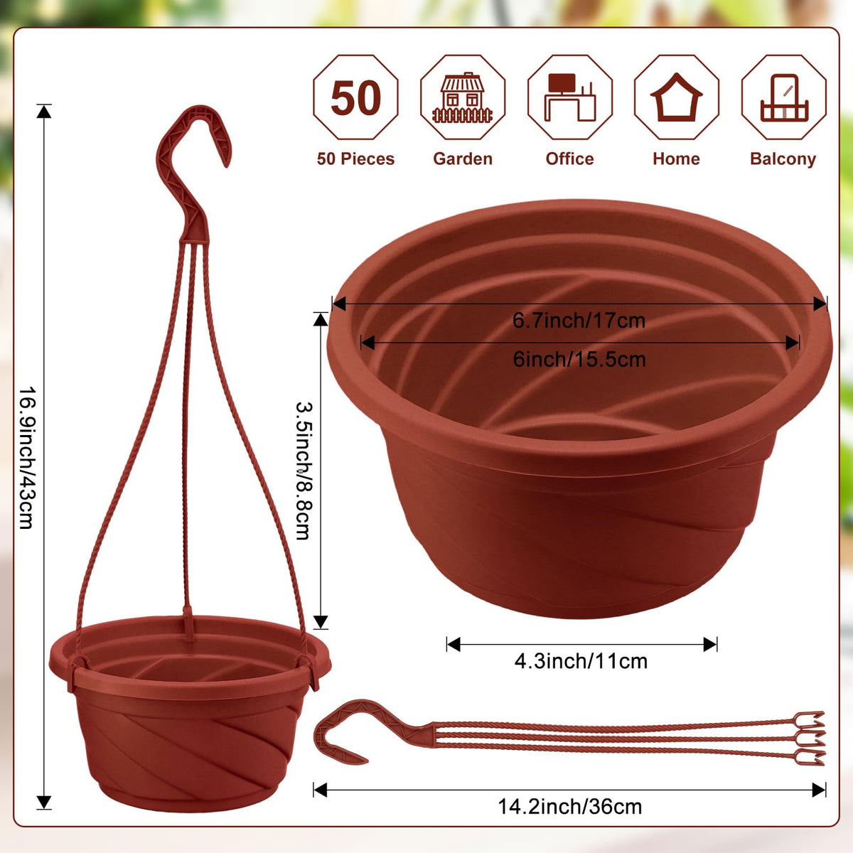 Tioncy coffee hanging planter with drainage holes promotes healthy watering and root growth