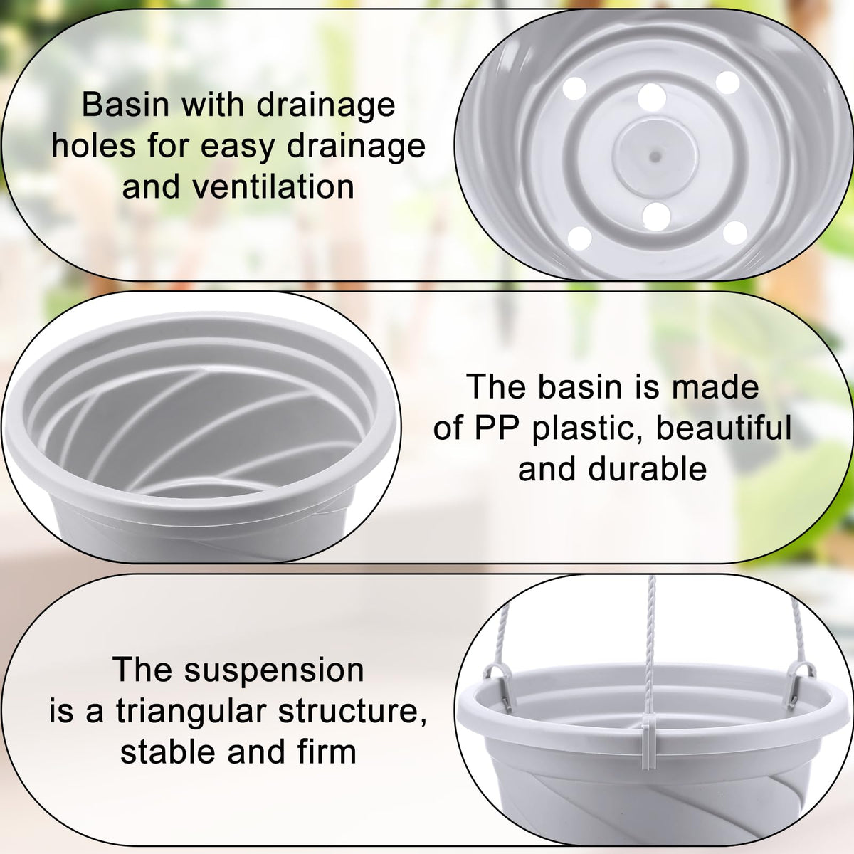 Tioncy drainage-holes promote healthy moisture balance for thriving plants.