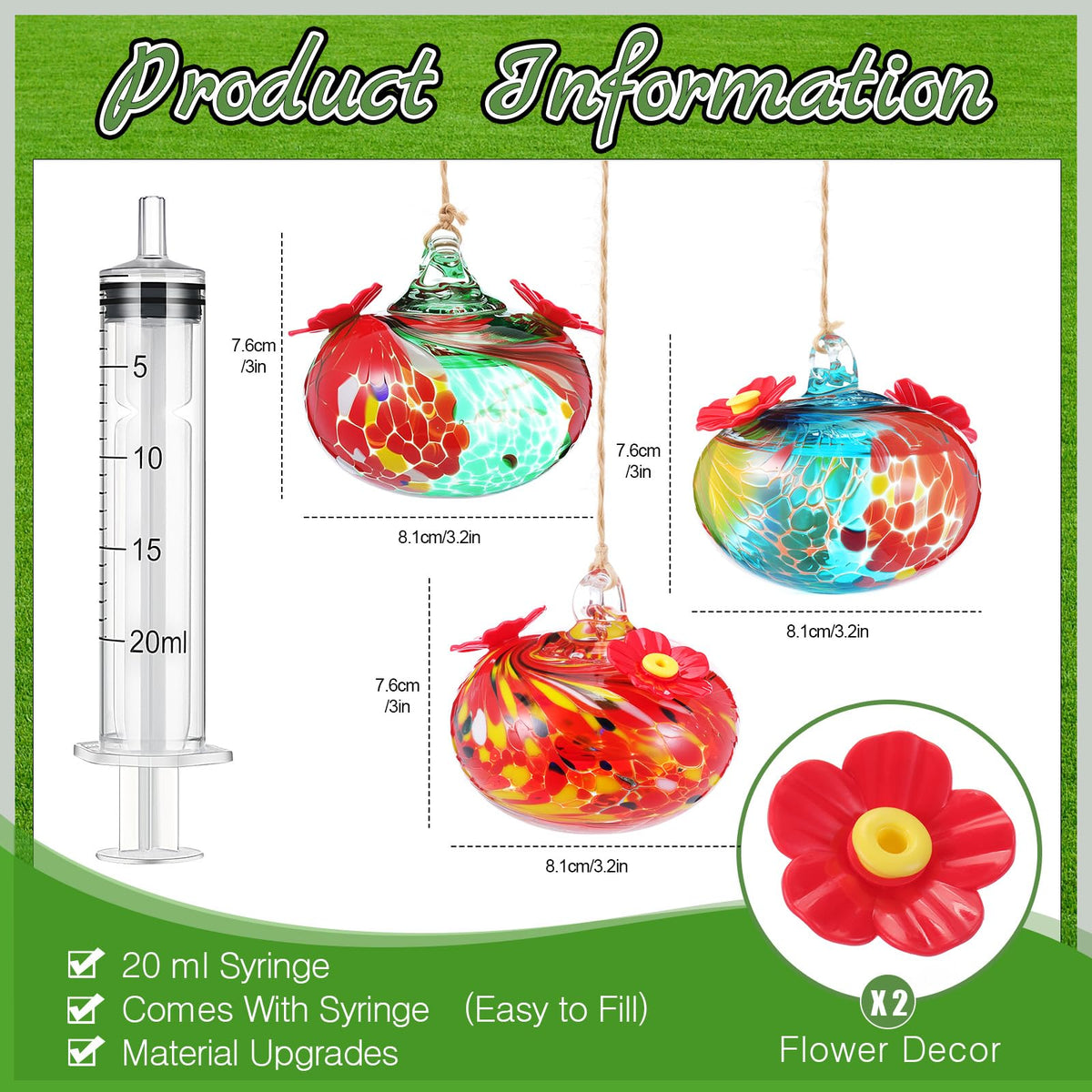 Tioncy glass hummingbird feeder hanging setup for easy outdoor display