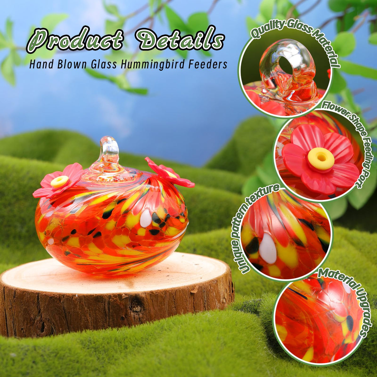Tioncy hummingbird feeder capacity shown for 3.3 oz nectar