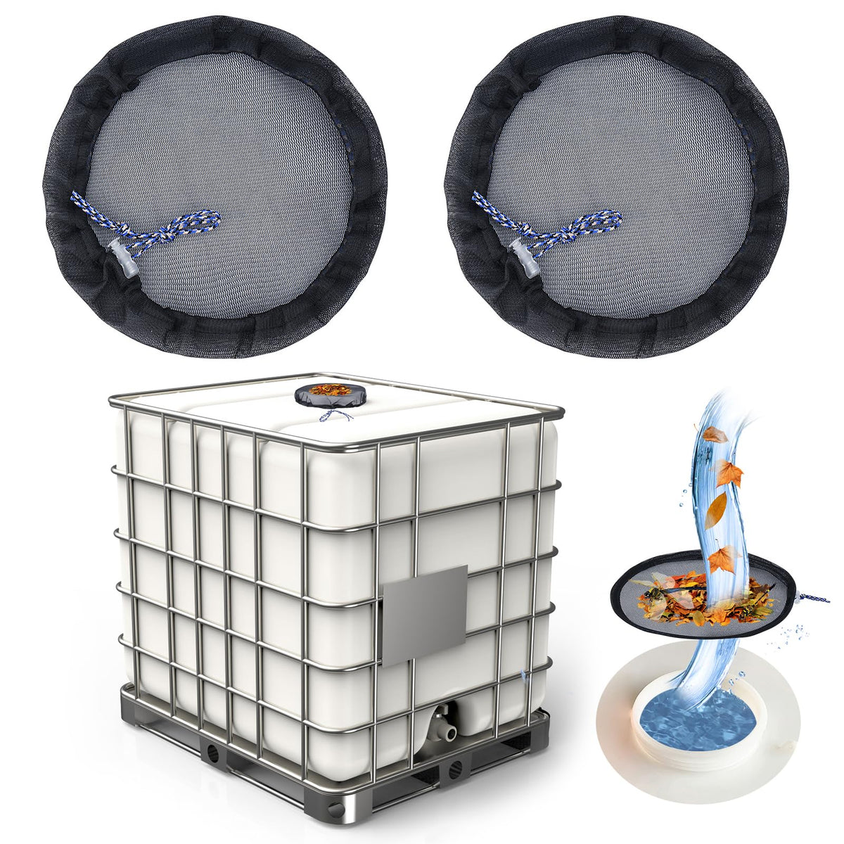 TIONLCLC IBC mesh cover for 275 gallon tote protects rainwater from debris