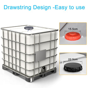 TIONLCLC IBC tote with mesh cover on barrel stays debris-free