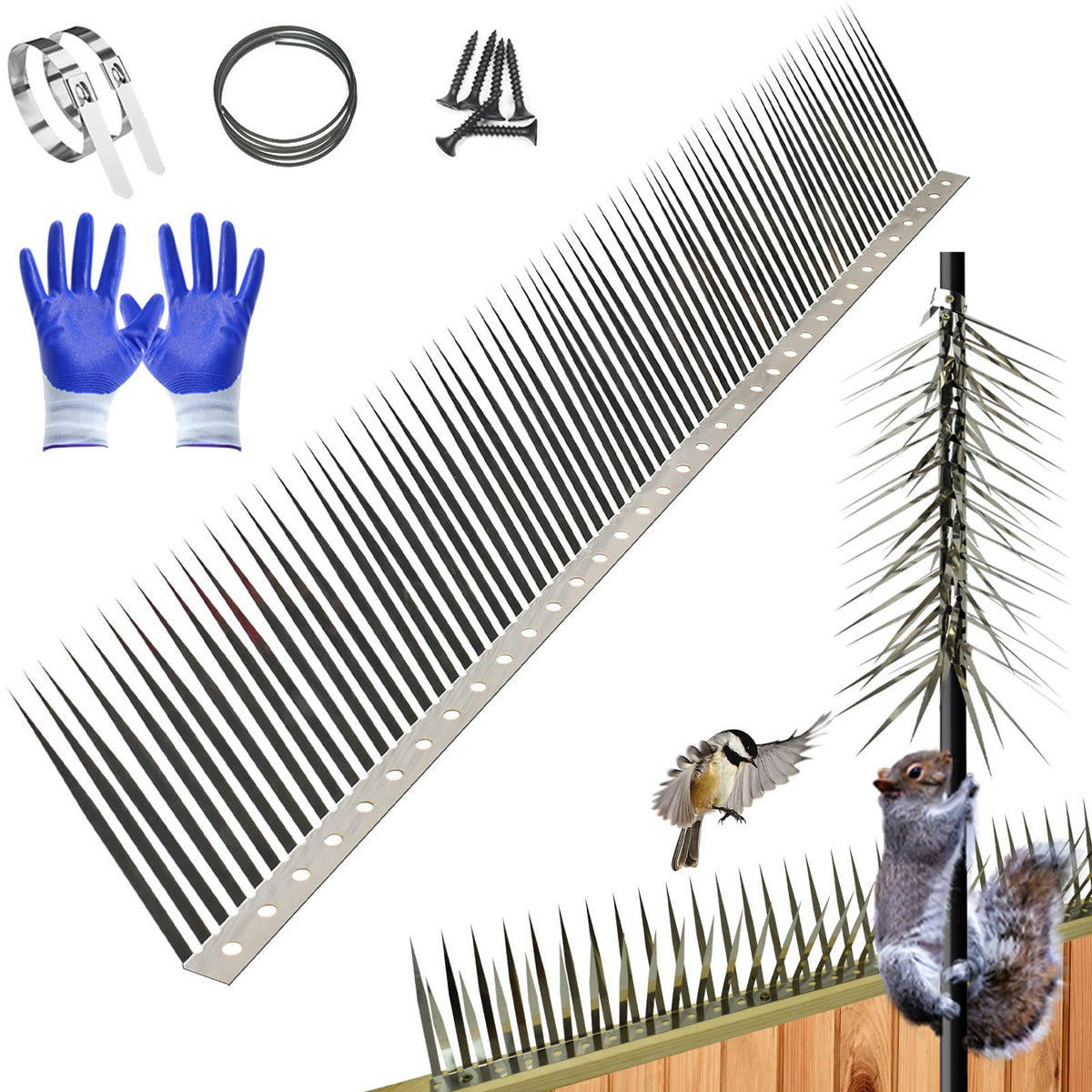 TIQUKDELY bird spikes on pole deter roosting and keep feeders accessible.
