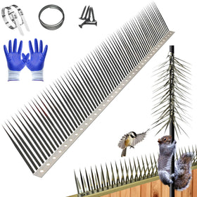 TIQUKDELY bird spikes on pole deter roosting and keep feeders accessible.