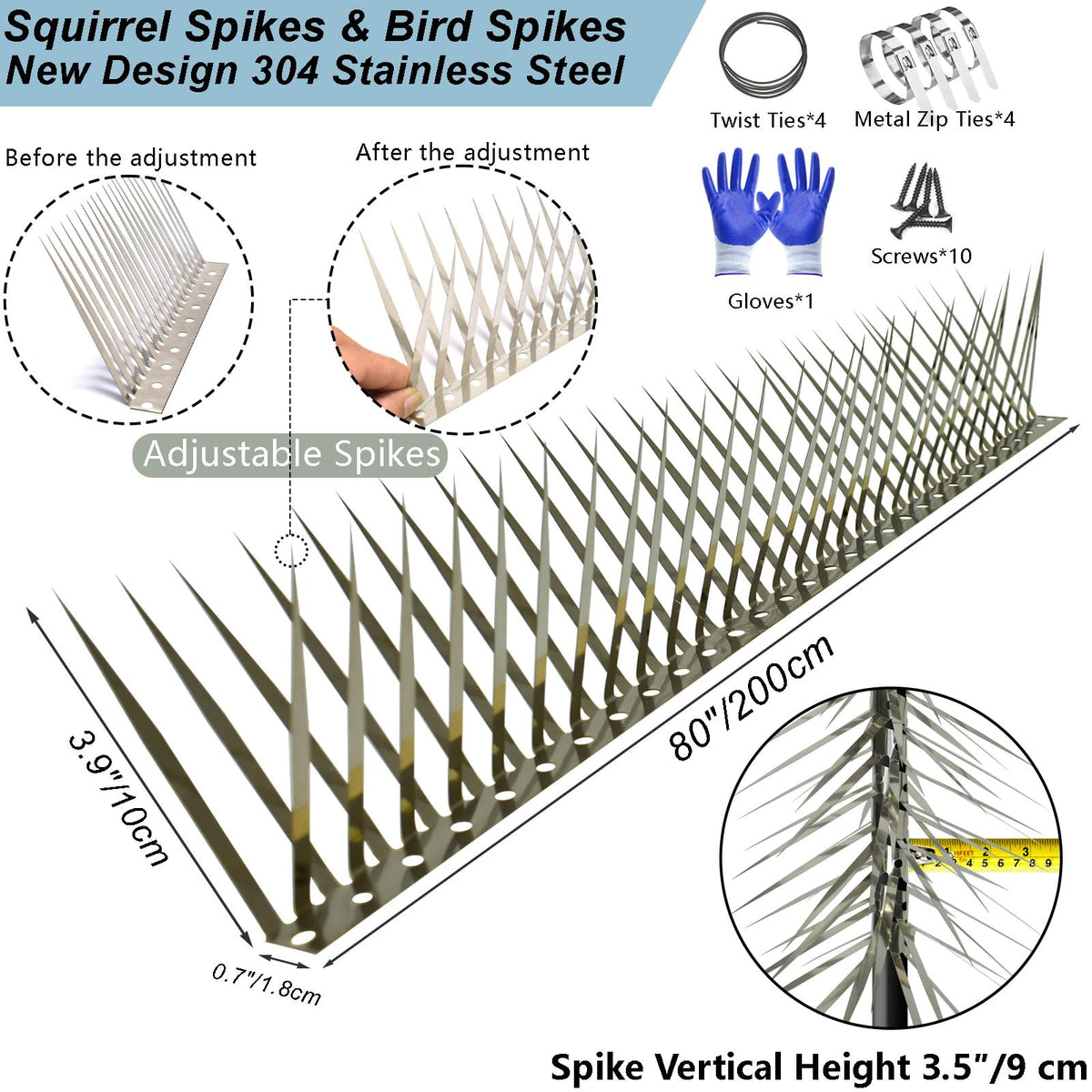 TIQUKDELY squirrel spikes on fence deter climbers and protect plants.
