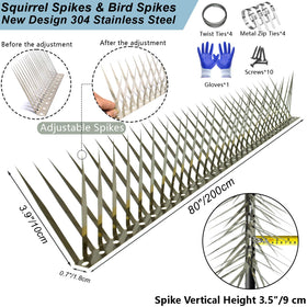 TIQUKDELY squirrel spikes on fence deter climbers and protect plants.