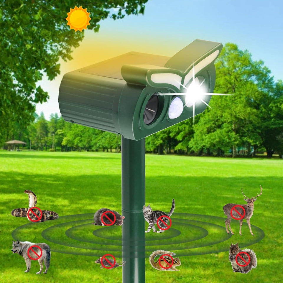 Tirgo 4Pack solar ultrasonic repellents deter wildlife in garden