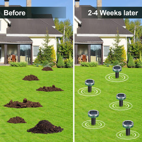 Tirgo easy-install stakes install in soil with direct sun for charging.