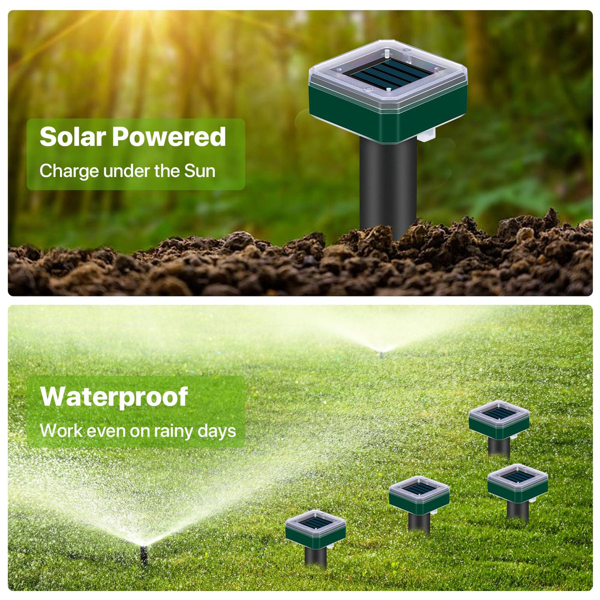 Tirgo gopher deterrent ultrasonic stake guarding garden beds