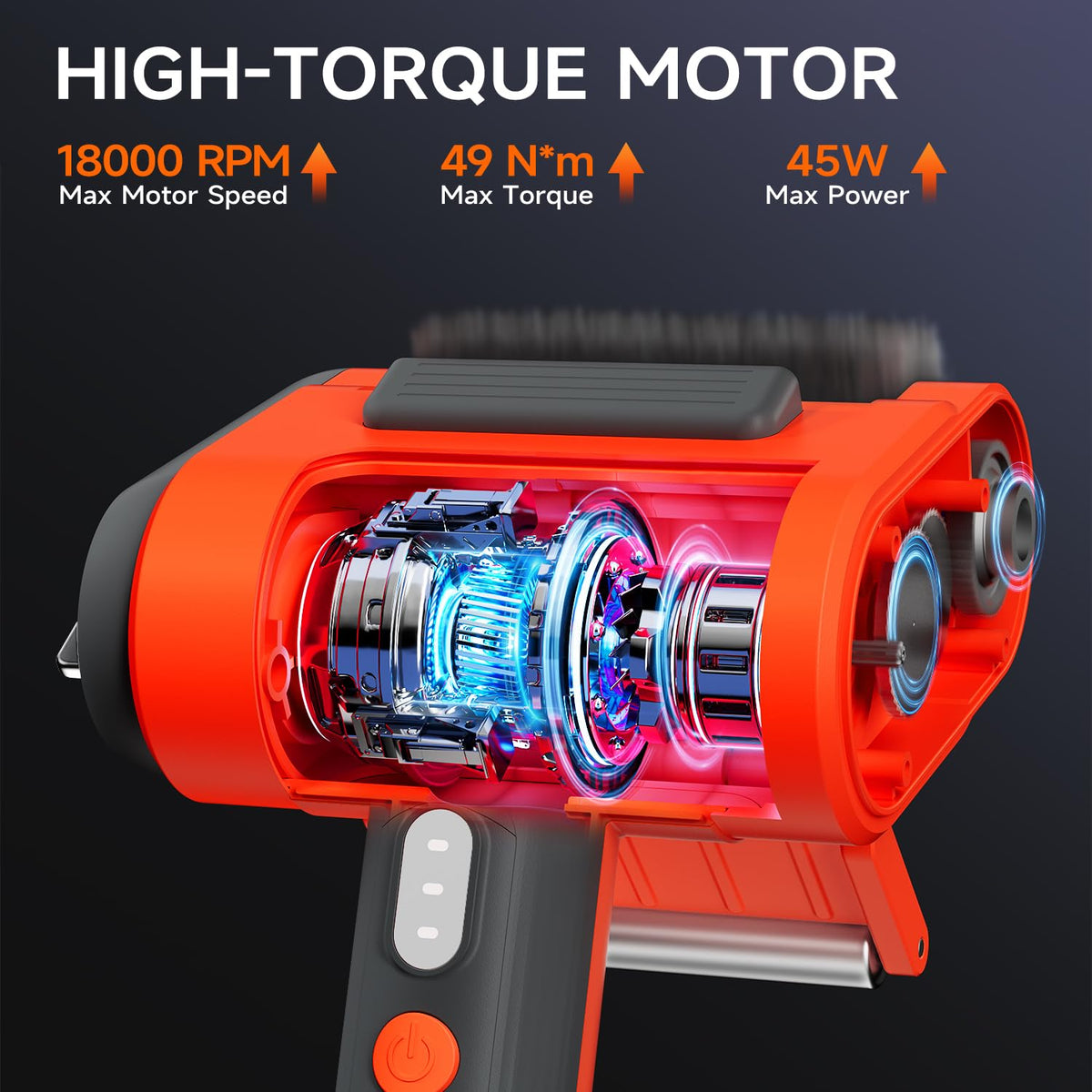 TISHI HERY cordless cleaner shows dual 3000mAh batteries.