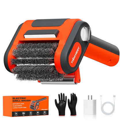 TISHI HERY electric grill brush spins fast for quick cold-grill cleaning.