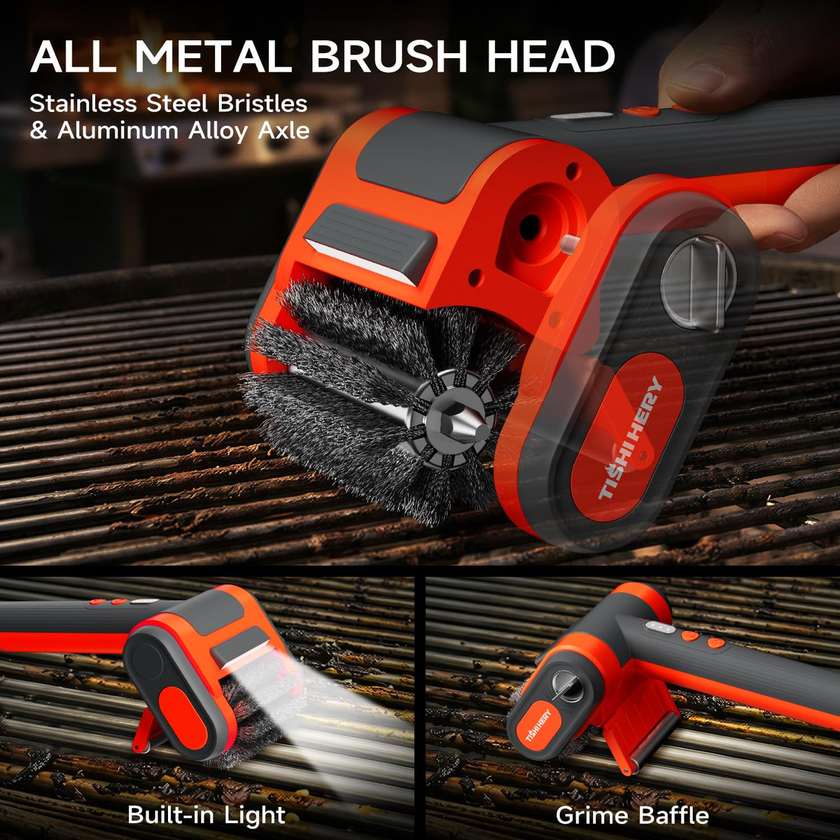 TISHI HERY splash guard keeps clothing clean while cleaning grates.