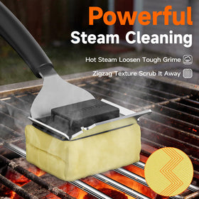 TISHI HERY steam cleaning action loosens grease for quick scrubbing.