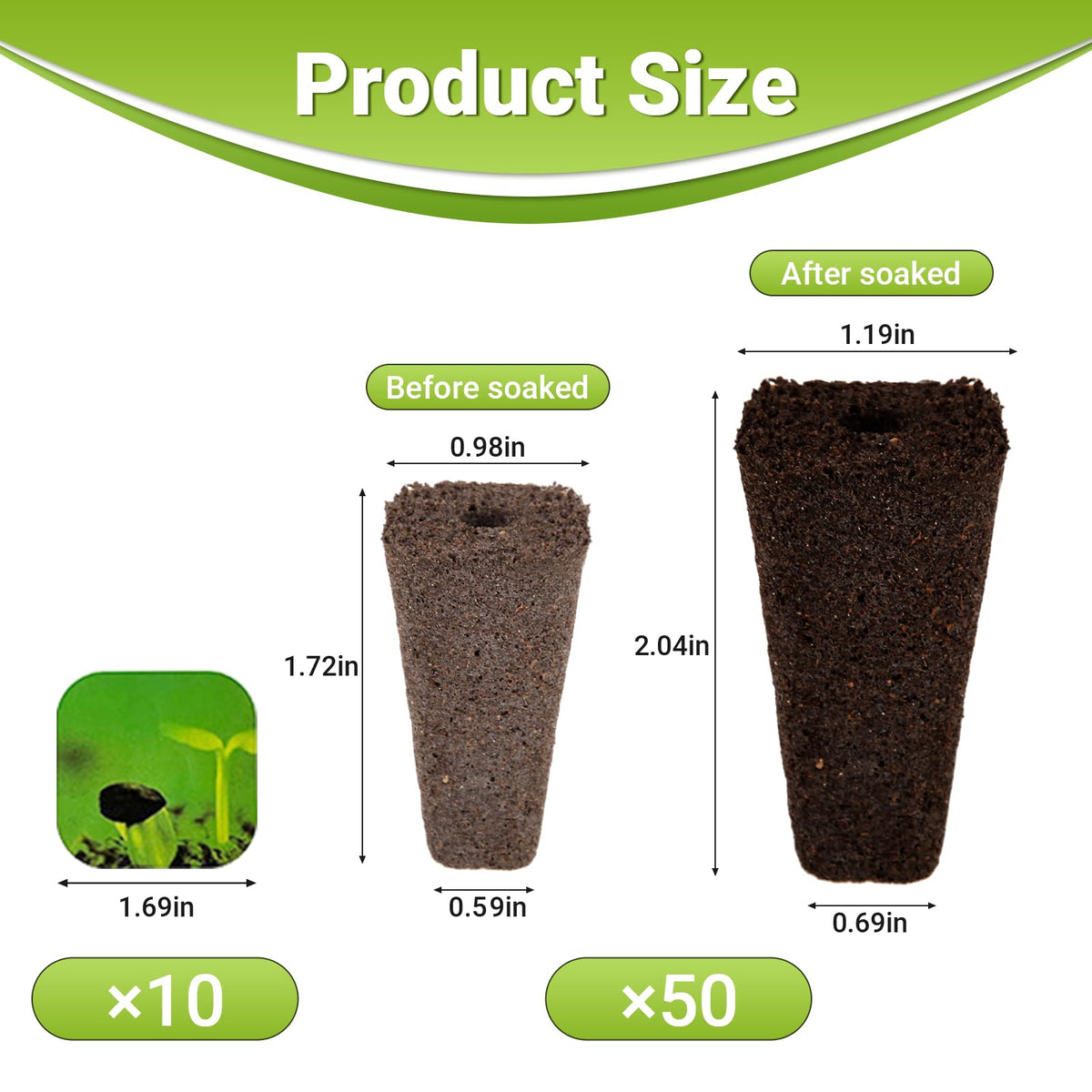 TISOHUGO square grow sponges with peat-based media for seed germination