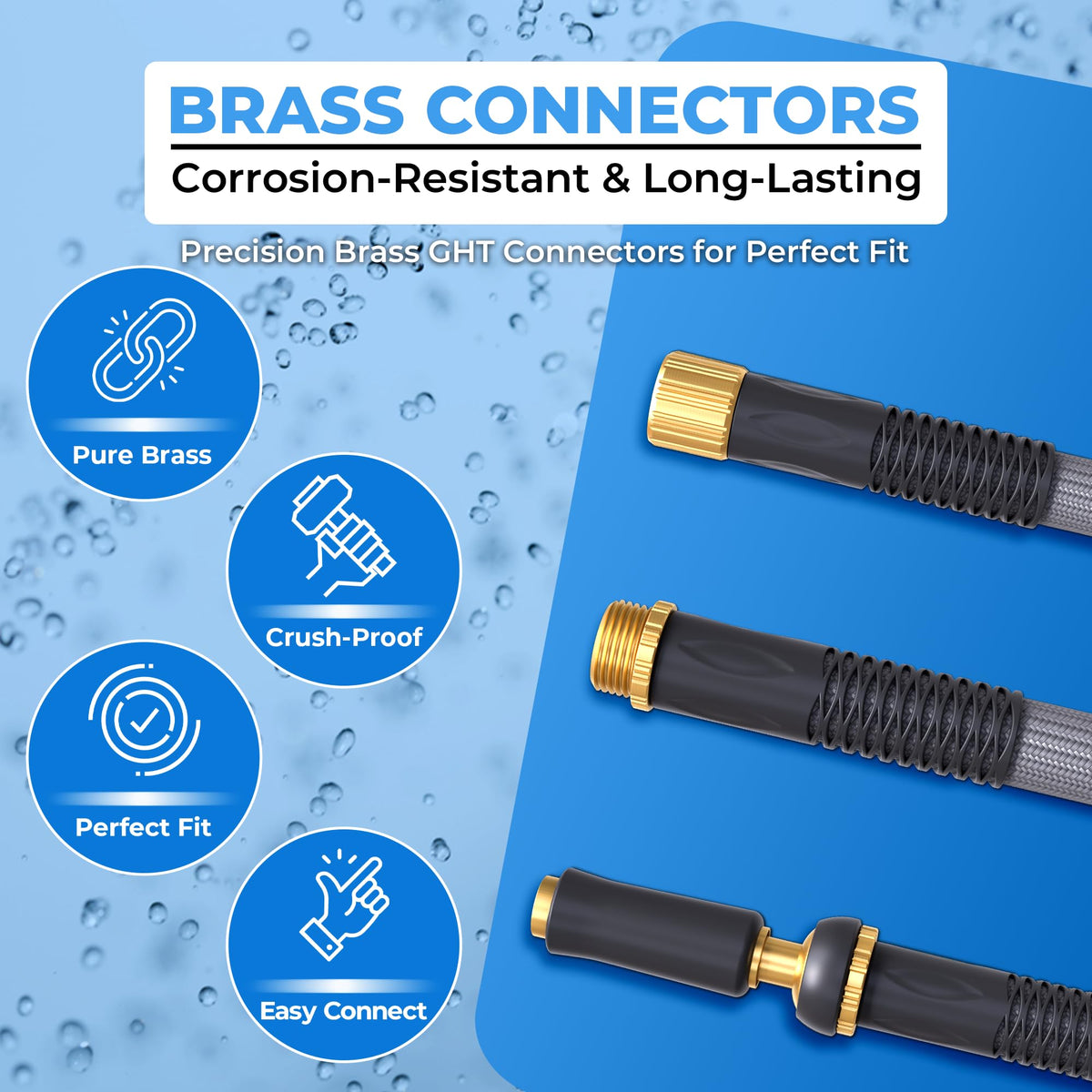 Titan Garden Hose high-pressure nozzle delivers strong spray for cleaning.