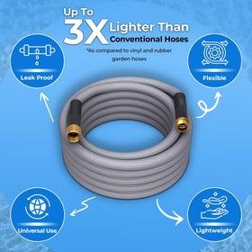 Titan Garden Hose lightweight design eases long garden chores.