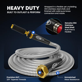 Titan Garden Hose weather-resistant shell withstands sun and rain