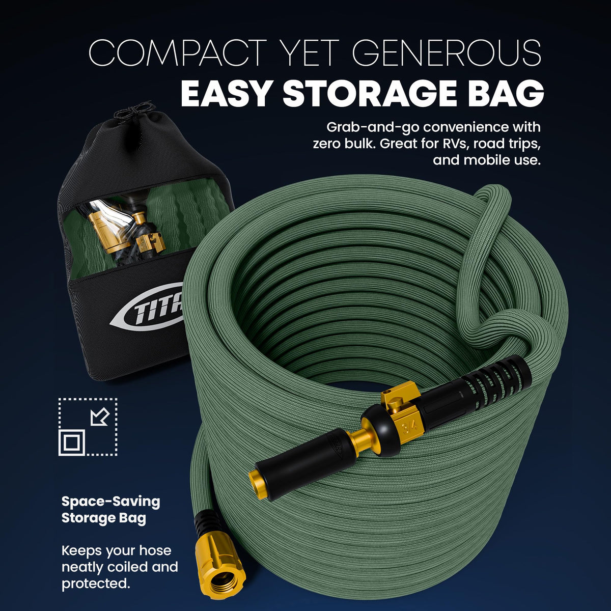 Titan jet nozzle with precision spray options for versatile watering and cleaning.