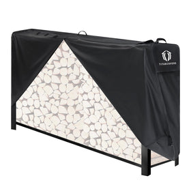 TitanCovers 8ft firewood cover front view protects the rack from rain and sun