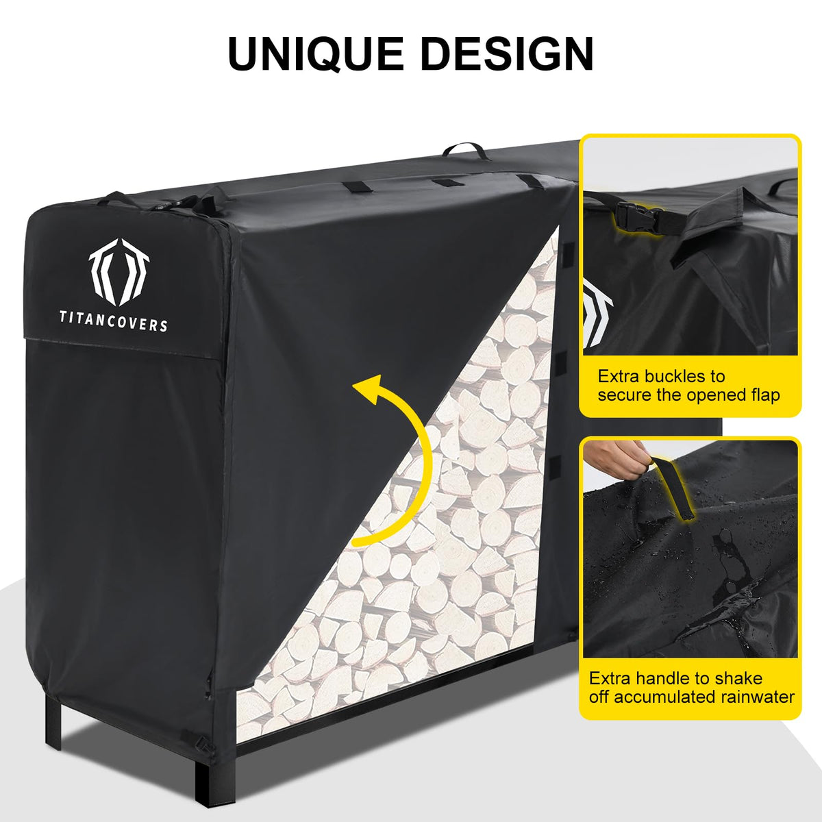 TitanCovers bottom corner buckles and elastic straps prevent movement