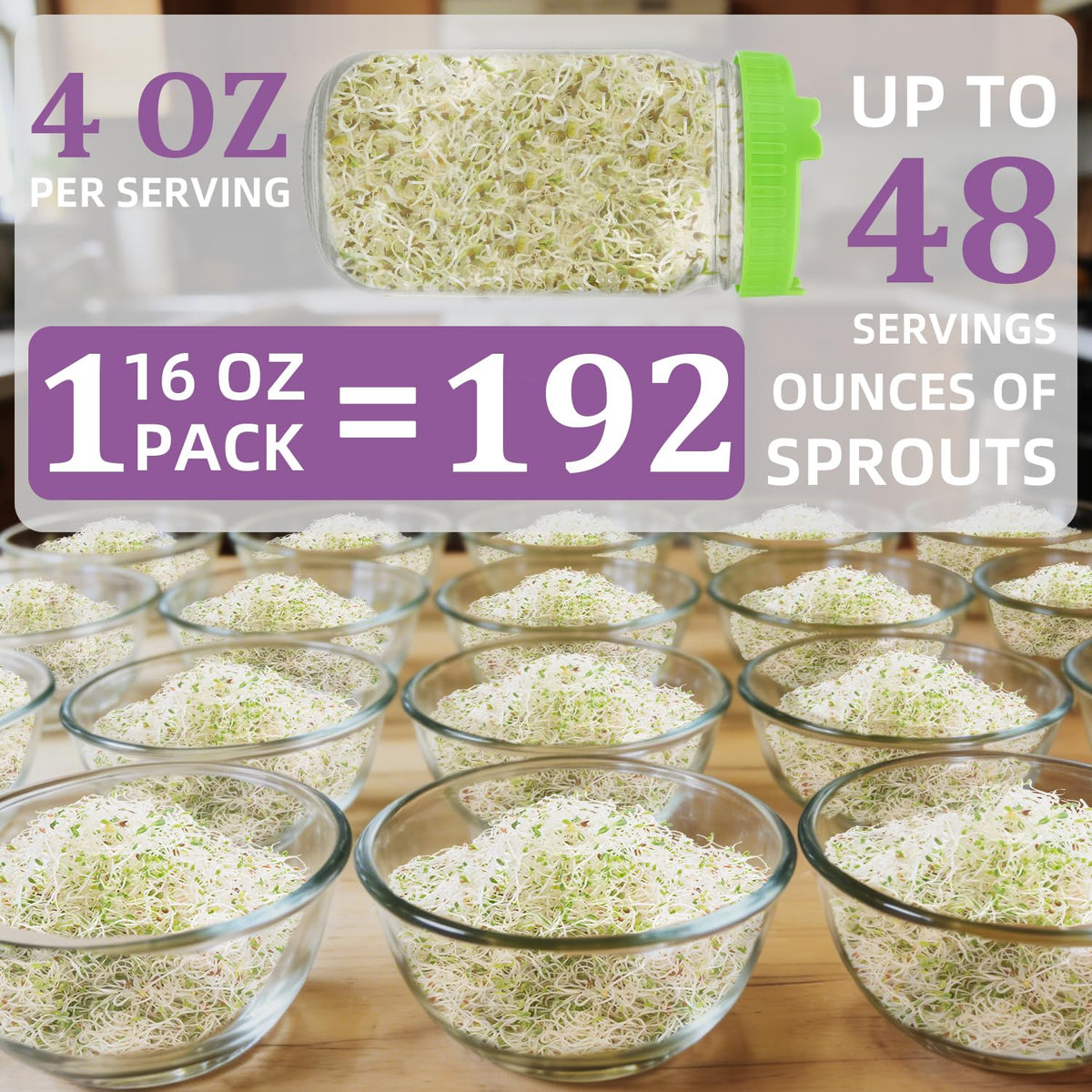 TitaniX resealable seed bag keeps alfalfa seeds fresh between batches.