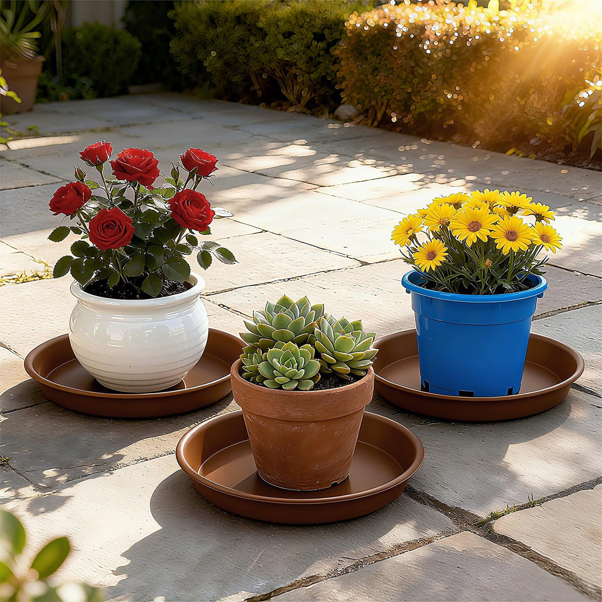 TITE Plant Saucer 16-inch 3-pack in brown, a practical drip tray solution.