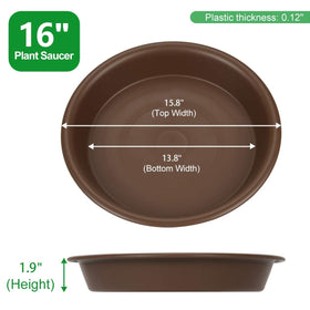 TITE Plant Saucer 16-inch side view shows sturdy, thick plastic for longevity.