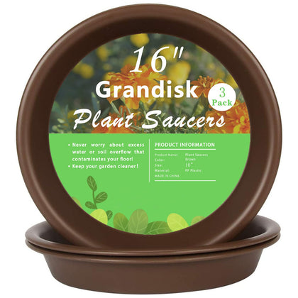 TITE Plant Saucer 16-inch top view in brown helps keep surfaces clean.