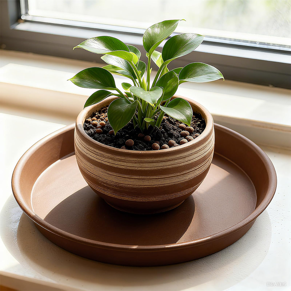 TITE Plant Saucer drains water and protects indoor floors.