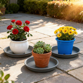 TITE drainage-friendly saucer catches overflow to keep floors dry