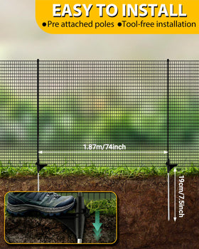 TITECK portable fence in yard for easy seasonal barrier setups
