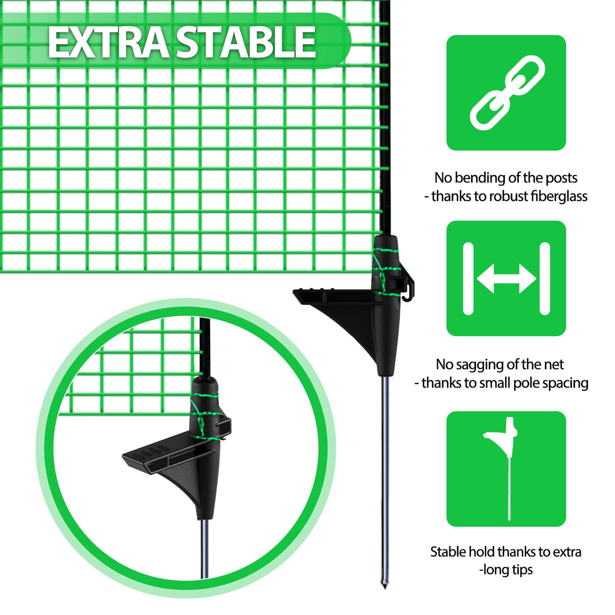 TITECK windbreak rope adds tension for stable fencing in windy conditions.