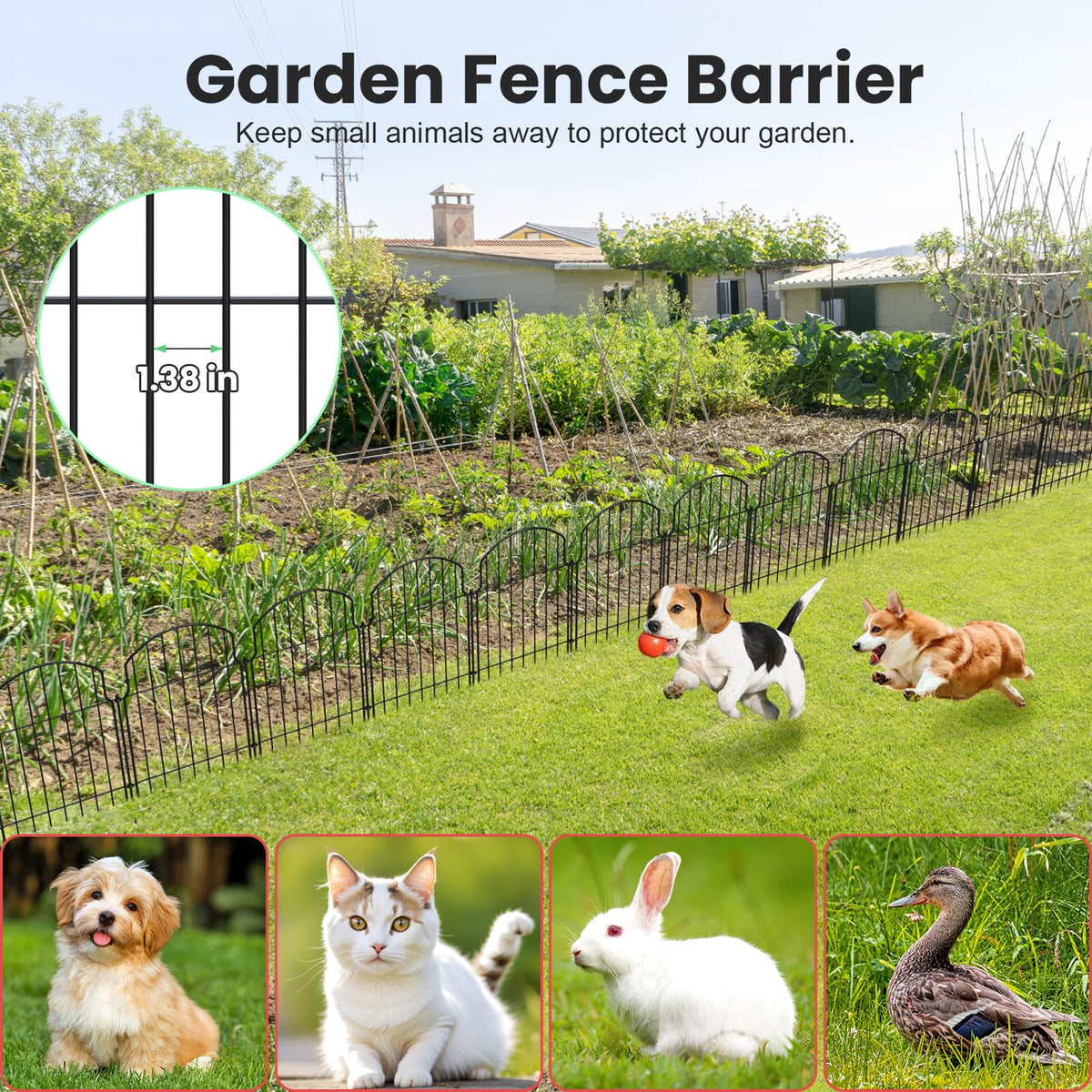 Tivray pet enclosure garden fence keeps dogs and rabbits contained outdoors