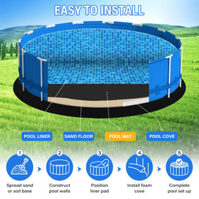 TIXANF round pool pad on grass and deck shows versatility.