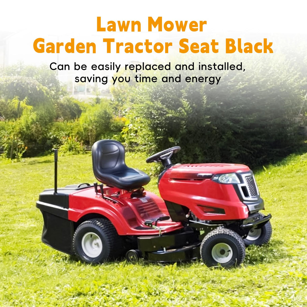 TJHSM lawn mower seat black bolt hole configurations enable flexible mounting.