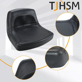 TJHSM lawn mower seat black cover closeup showcases rugged PVC for weather resistance.