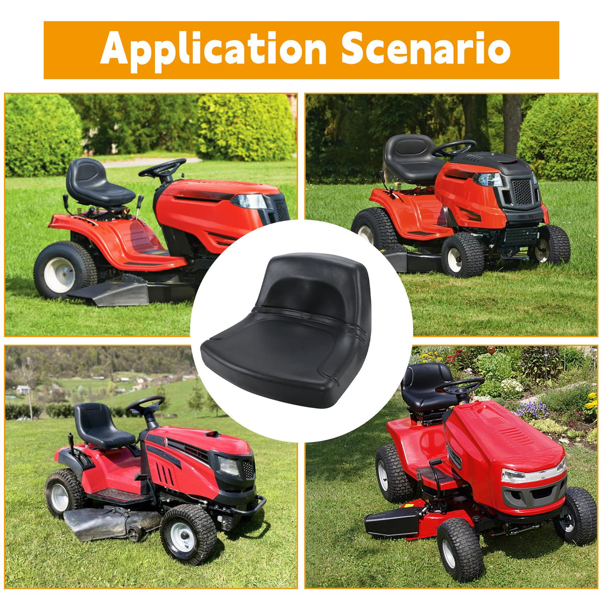 TJHSM lawn mower seat black packaging included indicates ready-to-install replacement.