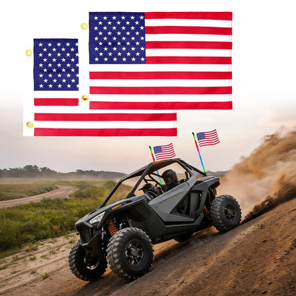 TKBEAM 2-pack 12x18 double-sided flag on ATV whip light for high visibility