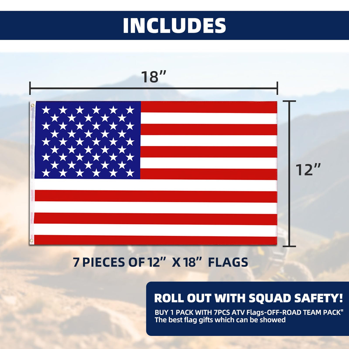 TKBEAM double-sided whip flag designed for dune exploration and elevated signal