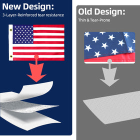 UV-resistant flag material maintains bright colors during day and night rides