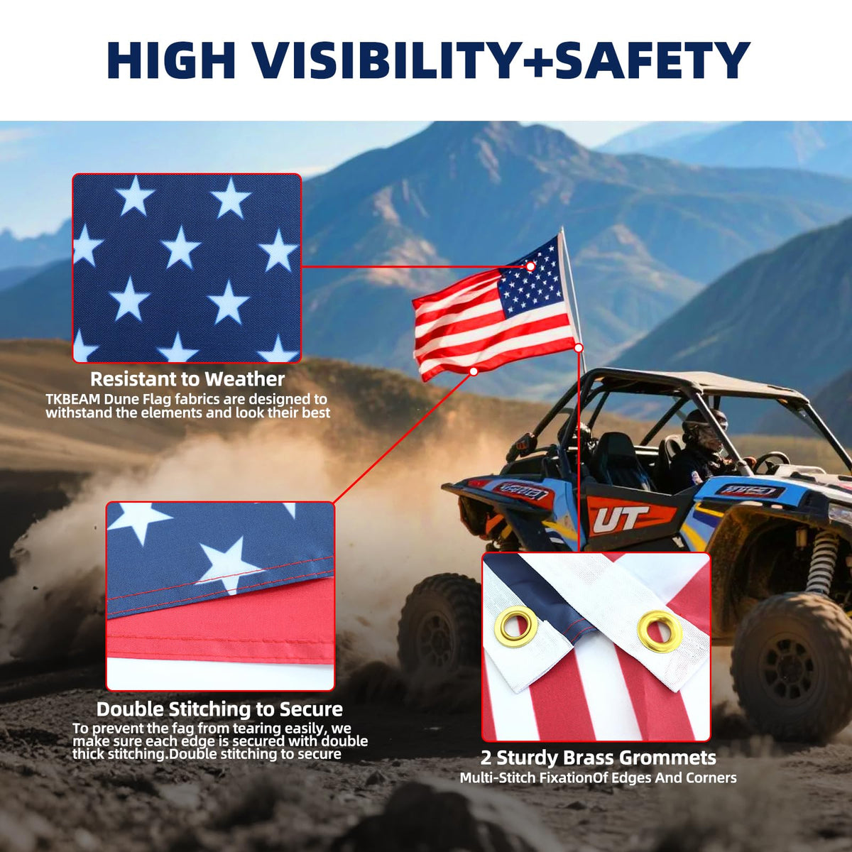 TKBEAM weatherproof off-road flag resistant to sun and rain