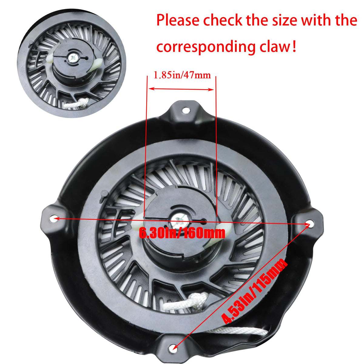 TKCBCD pull start assembly, side view showing compact install-friendly profile