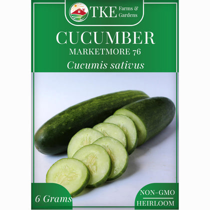 TKE Farms Marketmore 76 cucumber seeds for garden planting with a long harvest window.